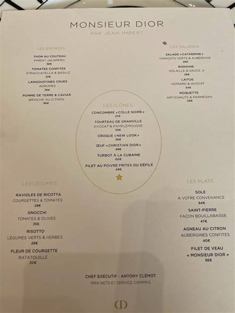 dior café menu|monsieur dior restaurant.